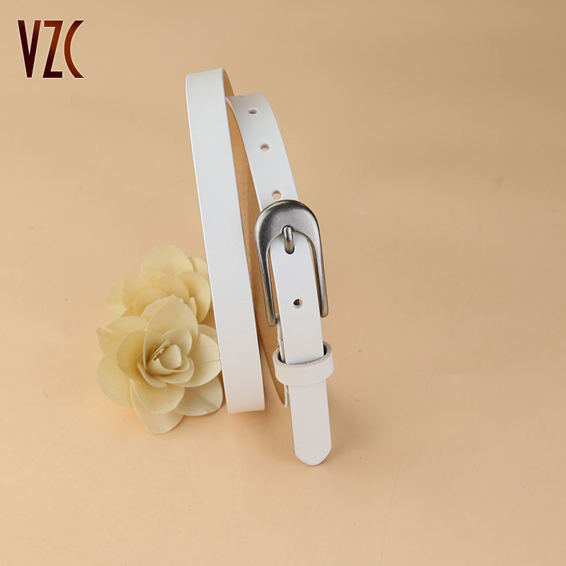 皮带女款真皮头层牛皮针扣腰带女生休闲百搭细窄时尚青年白色裤带