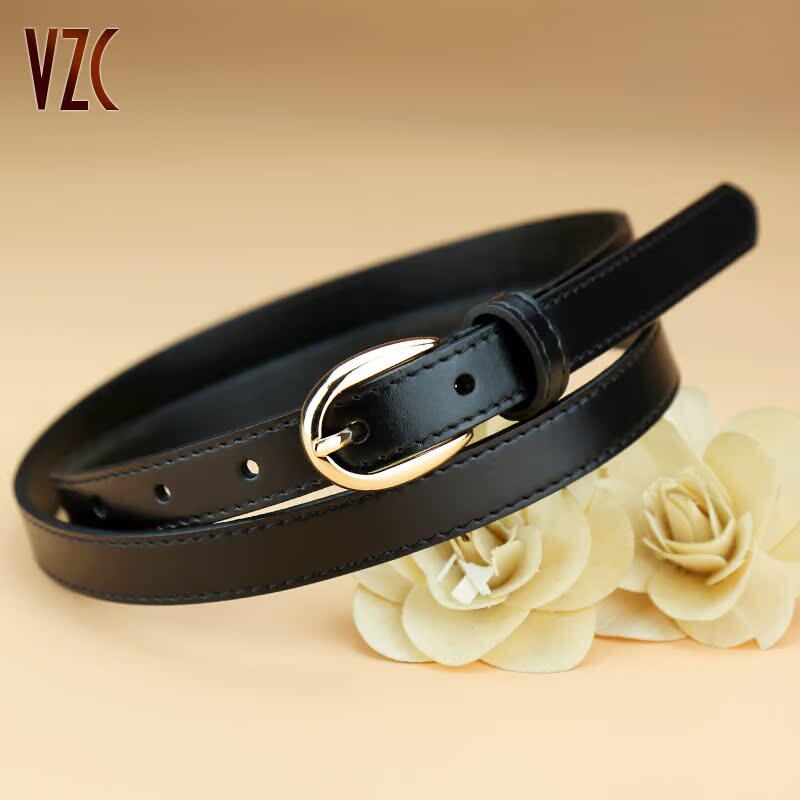腰带女士真皮头层纯牛皮时尚百搭小皮带女装饰配裙子新款黑色裤带