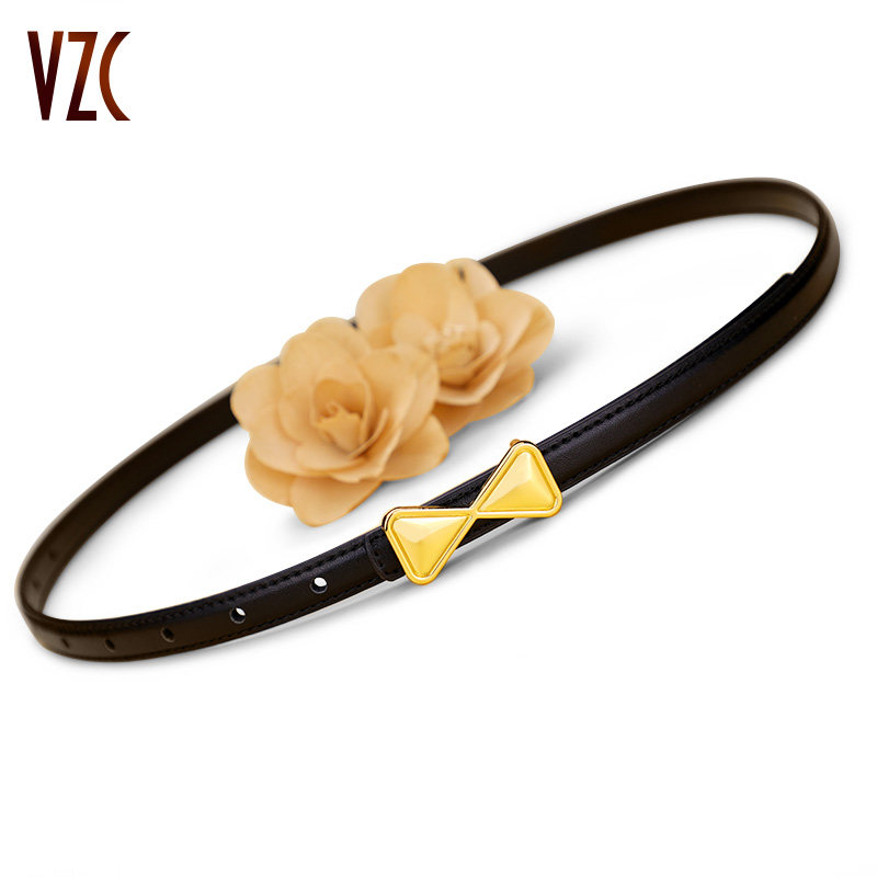 腰带女真皮牛皮黑色细小皮带简约时尚百搭装饰配连衣裙子牛仔裤带