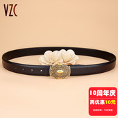 饰配裙子牛仔裤 皮带女真皮牛皮黑色复古休闲百搭内扣腰带韩版 装 带