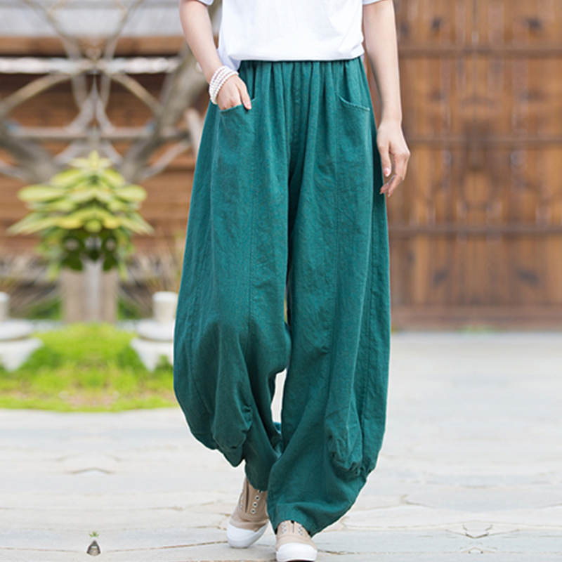 春夏女装新款复古文艺宽松棉麻阔腿裤灯笼裤太极瑜伽长裤休闲裤子,女装/女士精品,休闲裤,淘宝优惠券,粉丝福利购,淘宝优惠卷