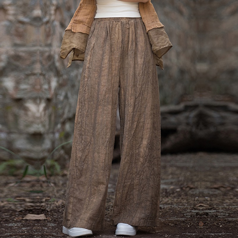 苎麻长裤春夏季棉麻女装直筒裤文艺宽松阔腿裤休闲裤太极瑜伽新款