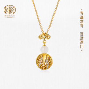 百年宝诚如意百财项链925银时尚 小众设计感百搭锁骨链配饰