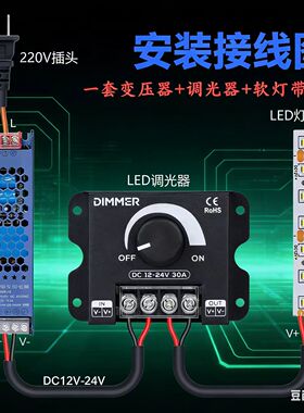 12VLED调光控制器变压器货柜吊顶灯灯带条灯箱灯光调节旋转开关