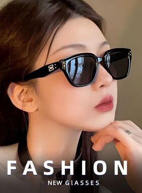复古方框猫眼墨镜女男高级感窄框2026新款潮防紫外线大脸太阳眼镜
