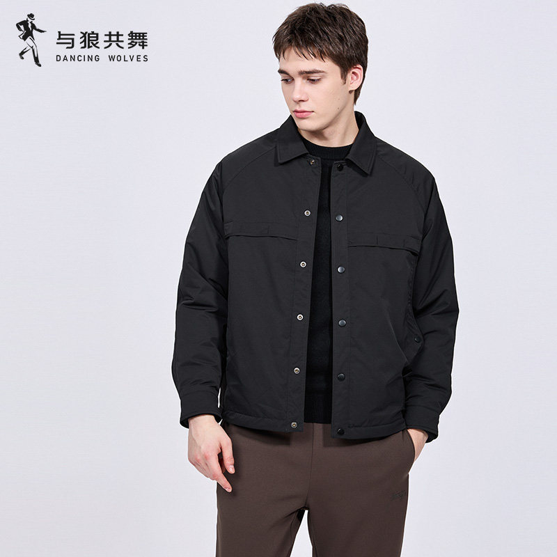【缝线拼接】与狼共舞翻领羽绒服