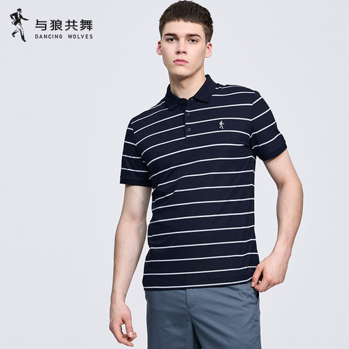 条纹含桑蚕丝凉感Polo衫