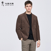 灯芯绒 加绒西装 与狼共舞平驳领休闲西服男装 新款 外套 2025秋季