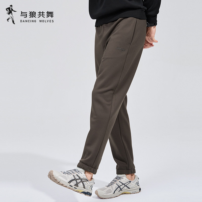 【加厚一体绒】与狼共舞休闲裤男2025秋冬新款保暖抽绳松紧锥型裤