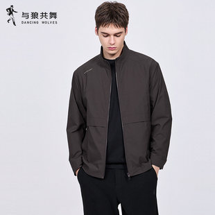【防风抗皱】与狼共舞立领夹克男士2026春季新款刺绣工装休闲外套