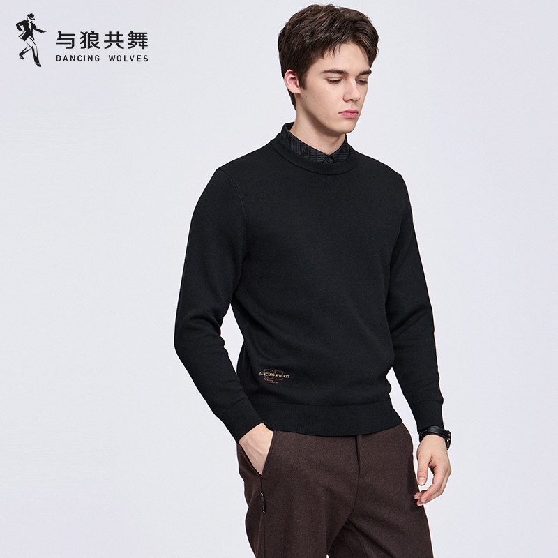 【抗静电】与狼共舞翻领羊毛衣