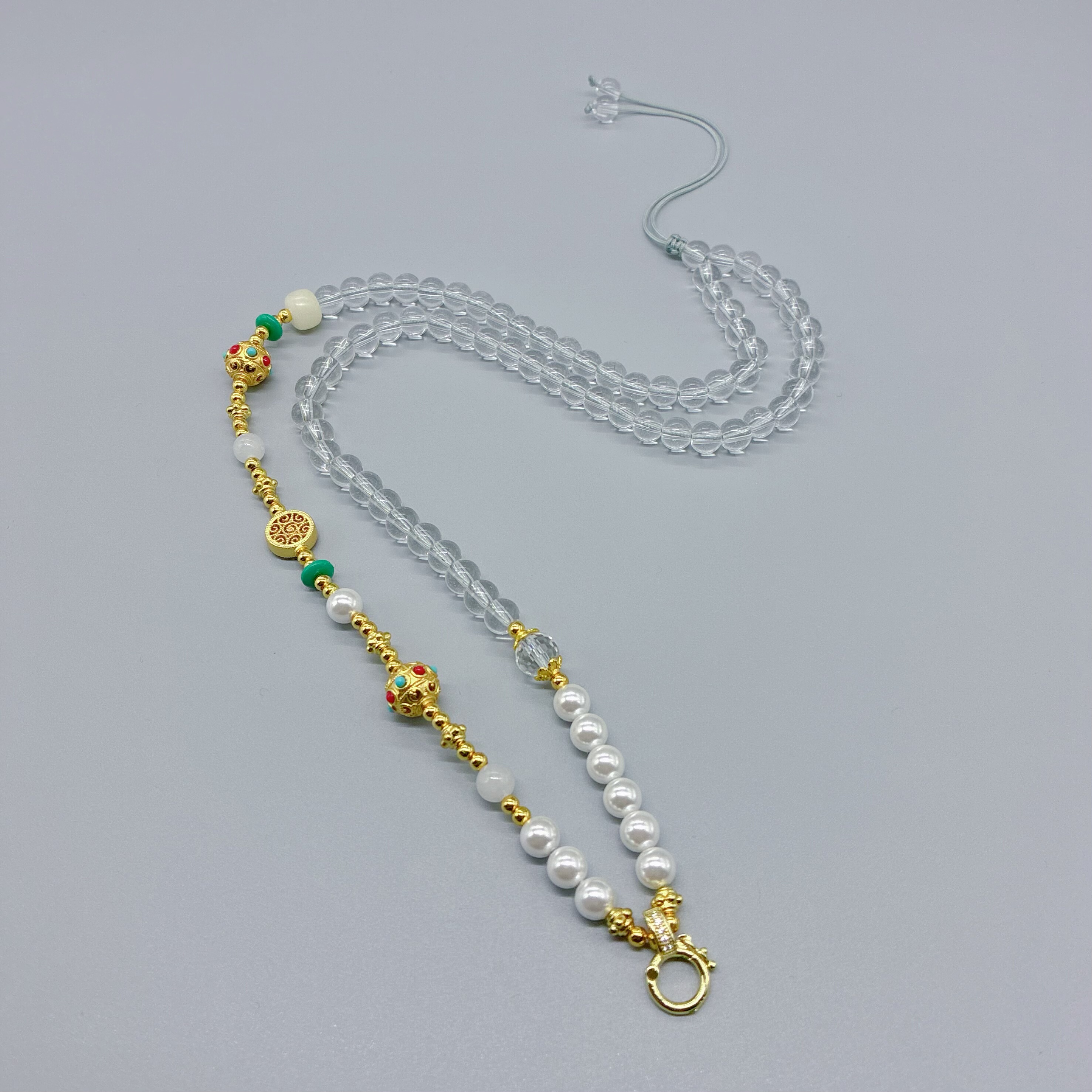 个性泰国佛牌链唐卡吊坠快拆扣水晶圆珠链百搭挂链6mm可调节项链