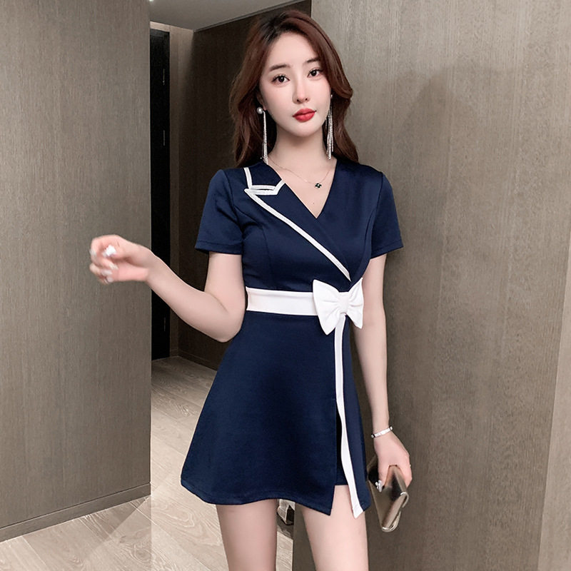 夜场性感连衣裙子修身夜总会短裙女装养生会所工作服足浴技师服