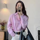轻熟条纹职业设计感衬衫 女高级感2024春夏新法式 衬衫 粉色条纹长袖