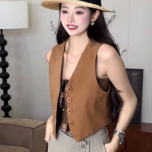 美式复古高级感马甲2025新款