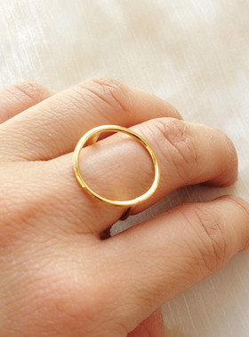 真金电镀保色几何戒指