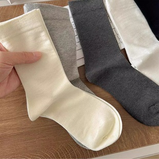 无骨百搭松口堆堆月子长袜配小白鞋 新款 白色袜子女中筒袜夏季 5双