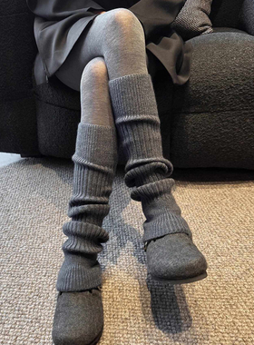 灰色袜套女堆堆袜子秋冬季中筒袜y2k腿套配雪地靴连裤袜的小腿袜