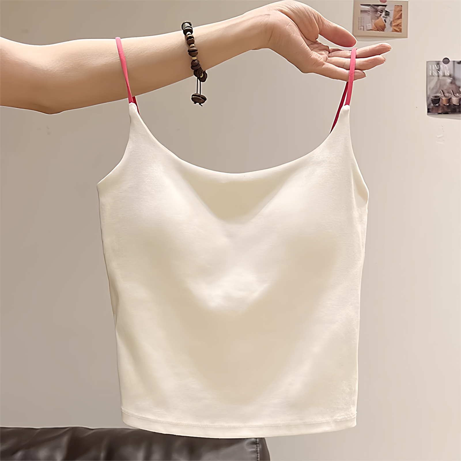 白色吊带背心女2025新款夏季外穿带胸垫短款纯欲美背独特无袖上衣