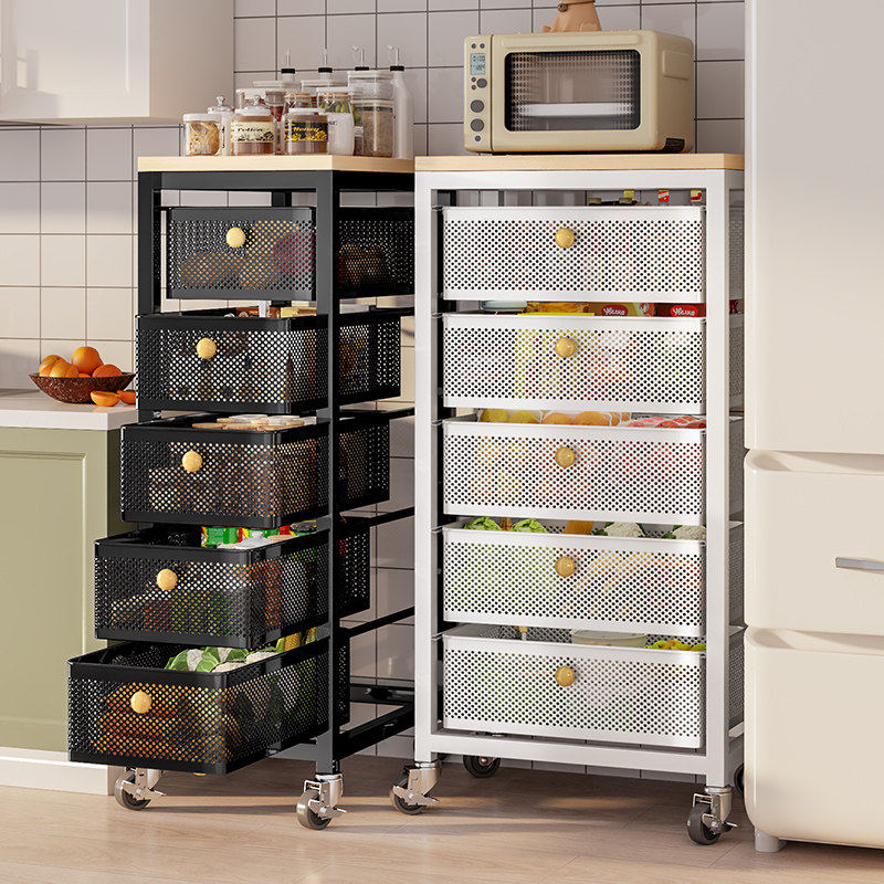 厨房置物架落地多层夹缝储物架免安装抽拉水果蔬菜篮子微波炉架子,收纳整理,整理架/置物架/收纳架,淘宝优惠券,粉丝福利购,淘宝优惠卷