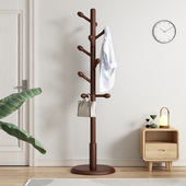 实木衣架落地衣帽架卧室家用挂衣架简易立式 榉木挂衣杆室内挂包架