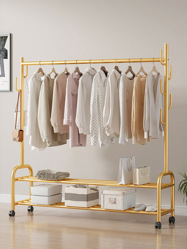 晾衣架落地折叠家用晒衣架阳台卧室挂衣架子室内简易单杆式衣帽架