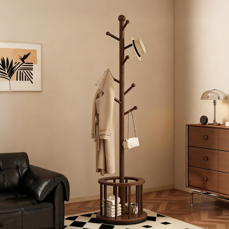 实木衣帽架落地卧室家用挂衣架简易挂包室内可移动挂衣服置物架子