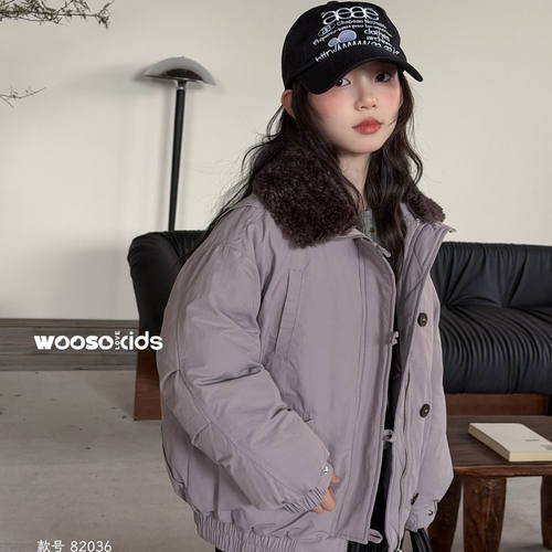 WOOSO冬款新款紫色夹棉夹克外套