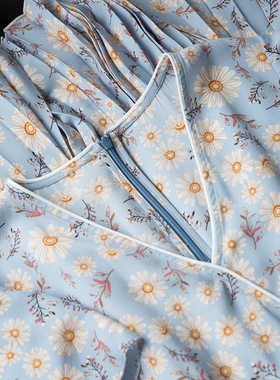 両 上身美翻！精致滚边下摆百褶印花围裹式连衣裙#