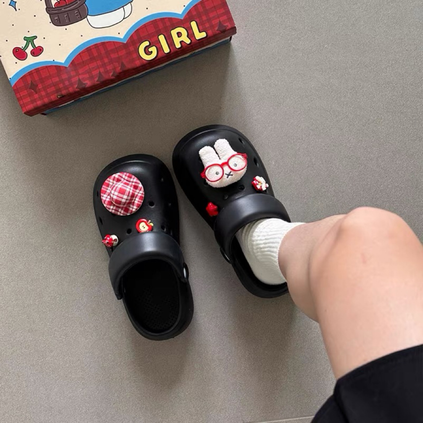 米菲兔可爱厚底增高EVA洞洞鞋女
