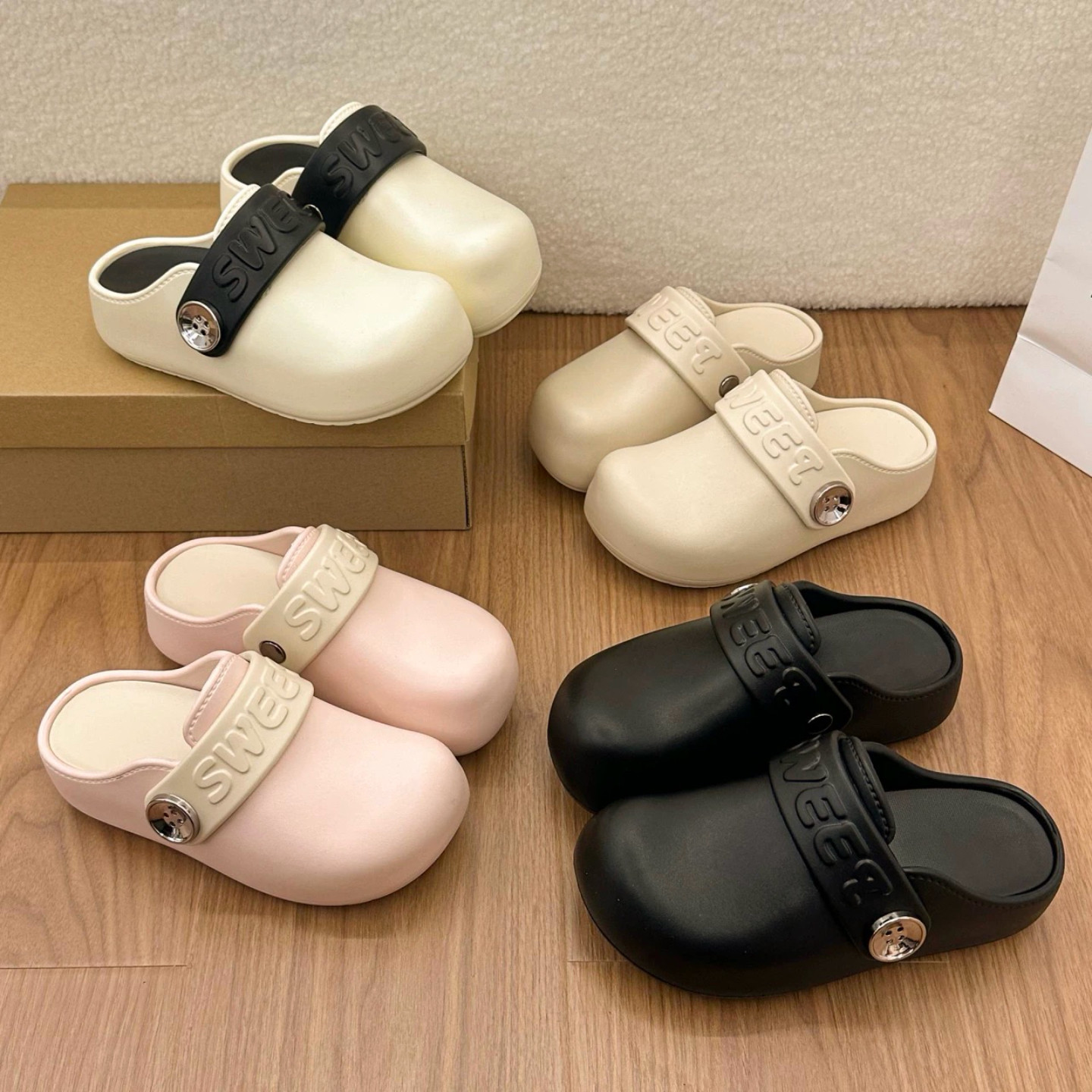 勃肯鞋女EVA厚底增高6CM包头半拖