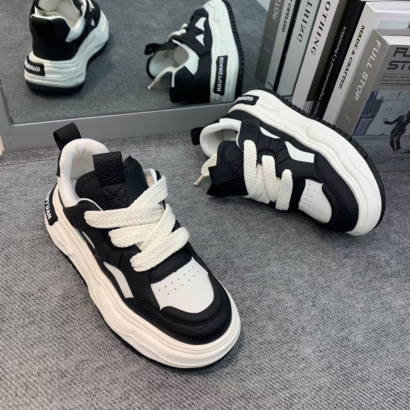 男鞋2026春季新款时尚厚底耐磨户外运动休闲鞋潮流百搭青年板鞋,流行男鞋,休闲板鞋,淘宝优惠券,粉丝福利购,淘宝优惠卷