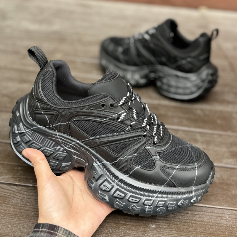 2025秋冬新款时尚加厚保暖男士运动鞋潮流厚底增高青年休闲老爹鞋