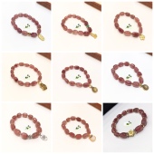 天然草莓晶随形手链 9mm S1311 14mm