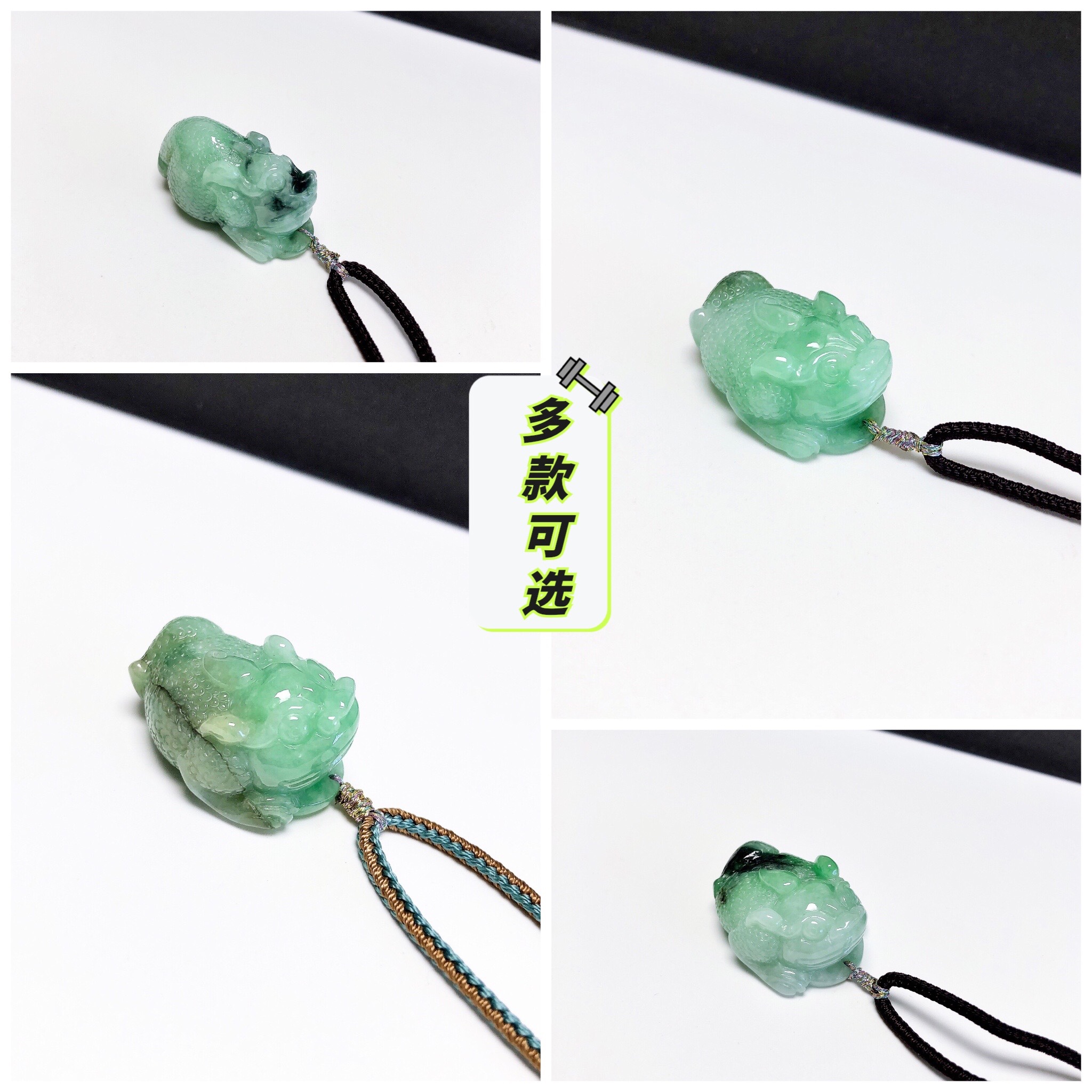 D874# 天然A货翡翠正阳绿精工雕三脚金蟾吊坠 多款可选