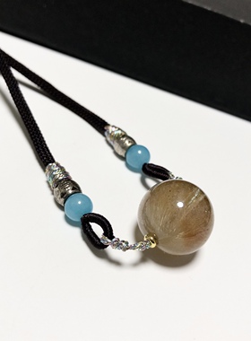 D1052# 天然红铜发晶满发吊坠 锁骨链16.5mm