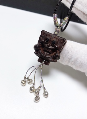 D640# 天然小叶紫檀海绵宝宝原创设计款吊坠25.8*24*14mm