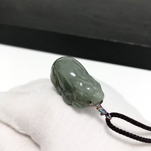 D1100#天然和田玉且末蓝油润老料貔貅吊坠33.8*16*17mm 重18.84克