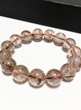 S428# 天然铜发晶单圈手链12.5mm 全净体 硬顺发丝 无黑无杂