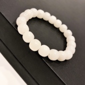 天然和田玉白玉老型珠手链9.8 9mm 重28.63 S1660 33.69克 配证书