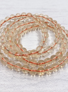 S134# 天然黄水晶 带蓝针 7mm 四圈手链 无染色