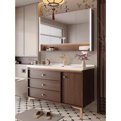 落地中古风浴室柜组合陶瓷一体盆卫生间洗漱台洗脸盆洗手盆卫浴柜