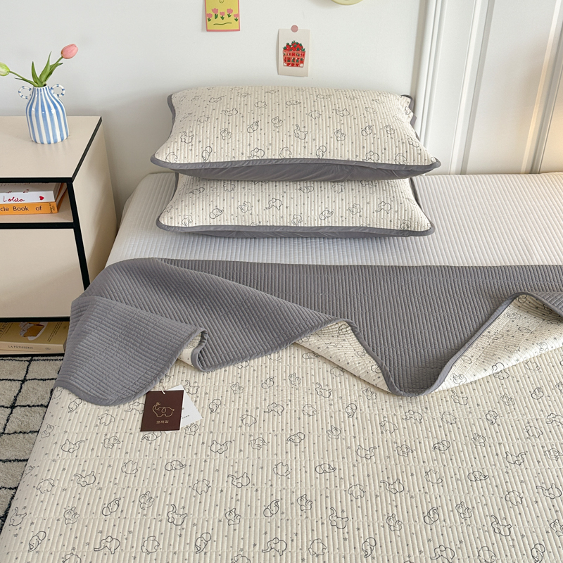 有态度棉花莫代尔床盖三件套夹棉绗缝榻榻米垫加厚床单防滑可机洗