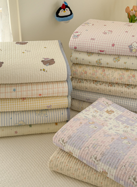 有态度双面纯棉床盖三件套夹棉绗缝榻榻米全棉床单防滑可机洗定制