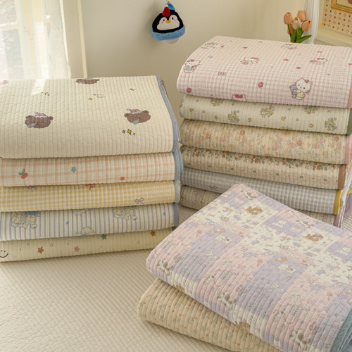 有态度双面纯棉床盖三件套夹棉绗缝榻榻米全棉床单防滑可机洗定制