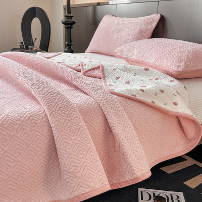 有态度定制一面绒一面纯棉床盖三件套牛奶绒珊瑚绒榻榻米垫子床单