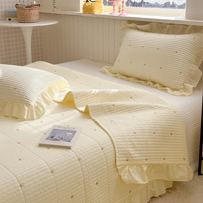 有态度小清新纯棉床盖三件套全棉水洗棉榻榻米床单被套防滑可机洗