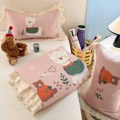 有态度韩版天丝棉床盖三件套夹棉绗缝榻榻米大版公主风床单可机洗