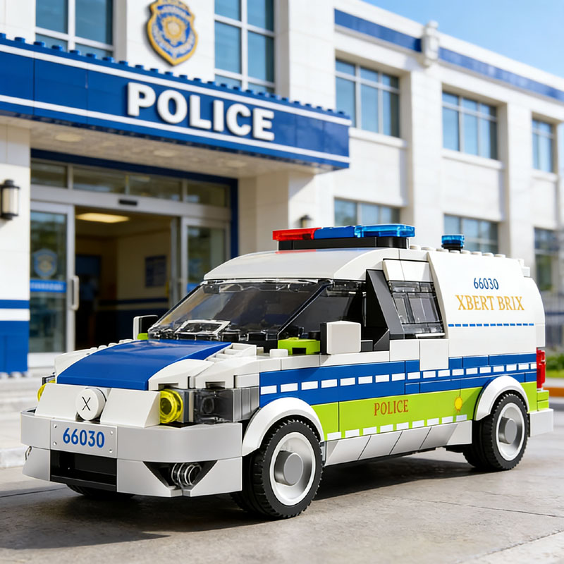 潮玩警察冲锋车拼装积木
