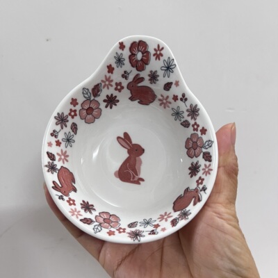 日单卡通陶瓷 高品质蘸料小碗味碟人性化小舌把 小果碗尾单微瑕